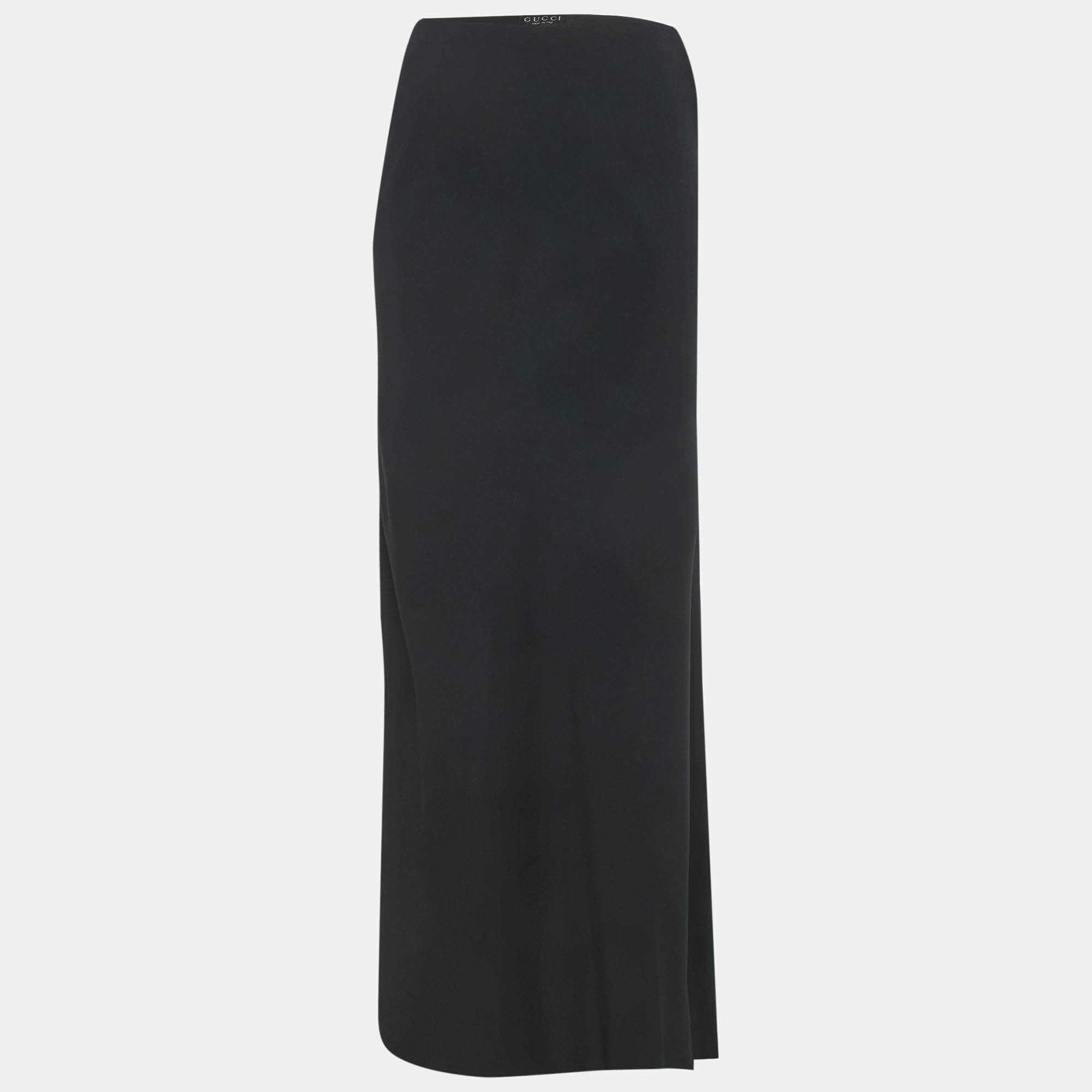 مملوكة مسبقًا Gucci Black Sateen Flared Maxi Skirt M