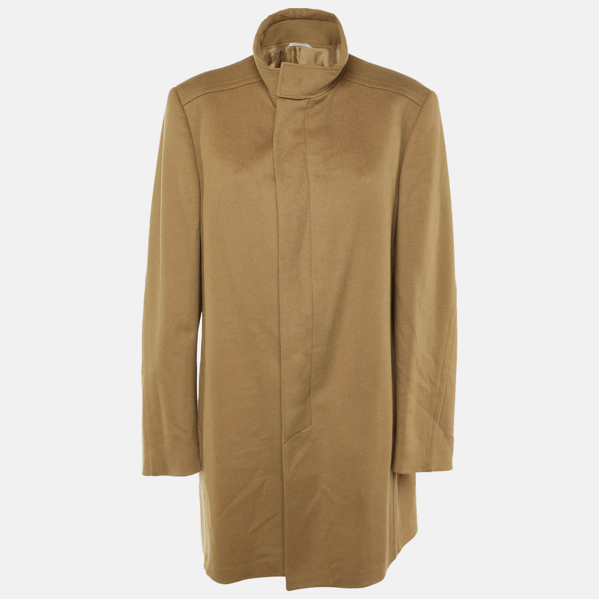 Pre Owned Gucci Brown Wool Button Front Mid Length Coat XL