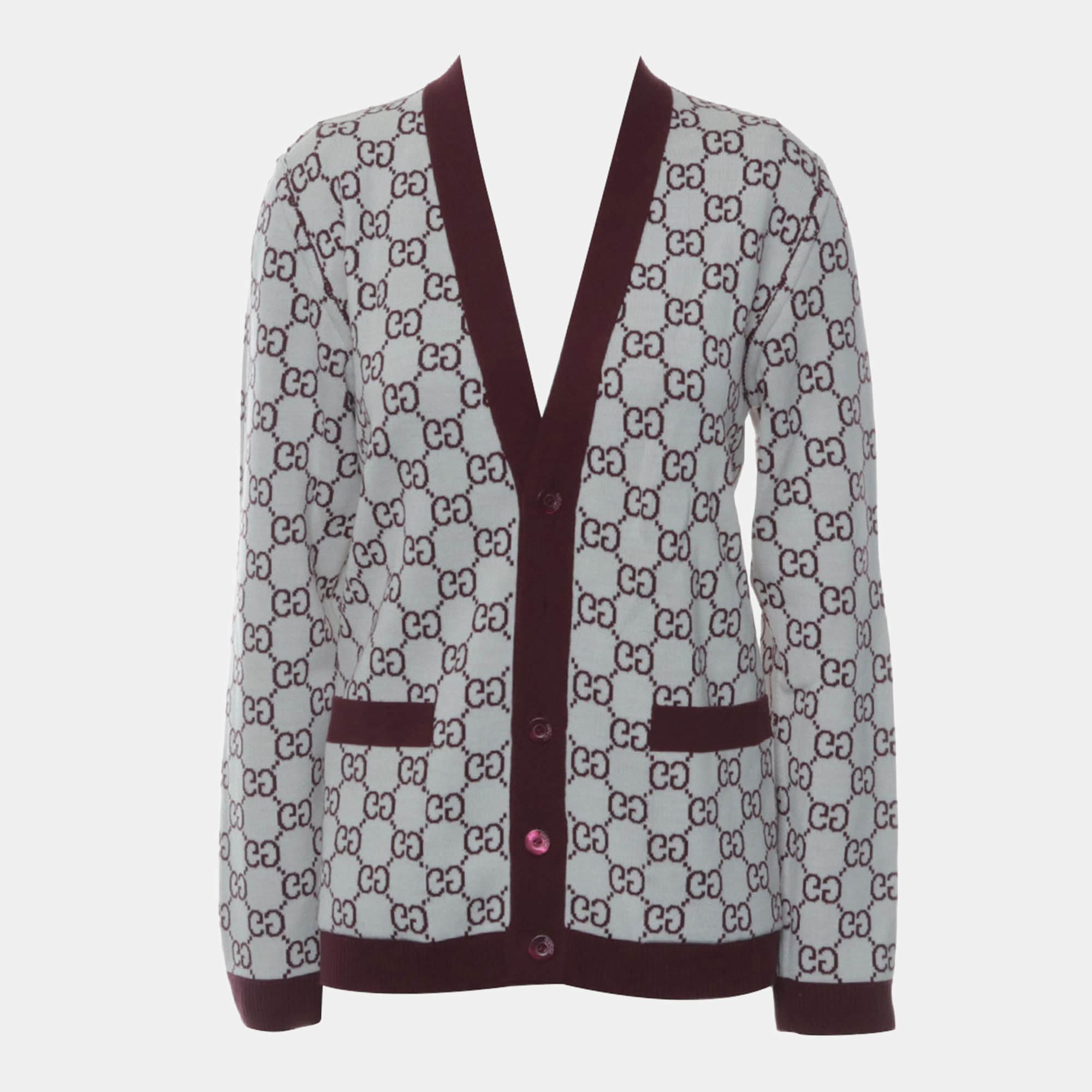 Pre Owned Gucci GG Reversible Knitted Cardigan