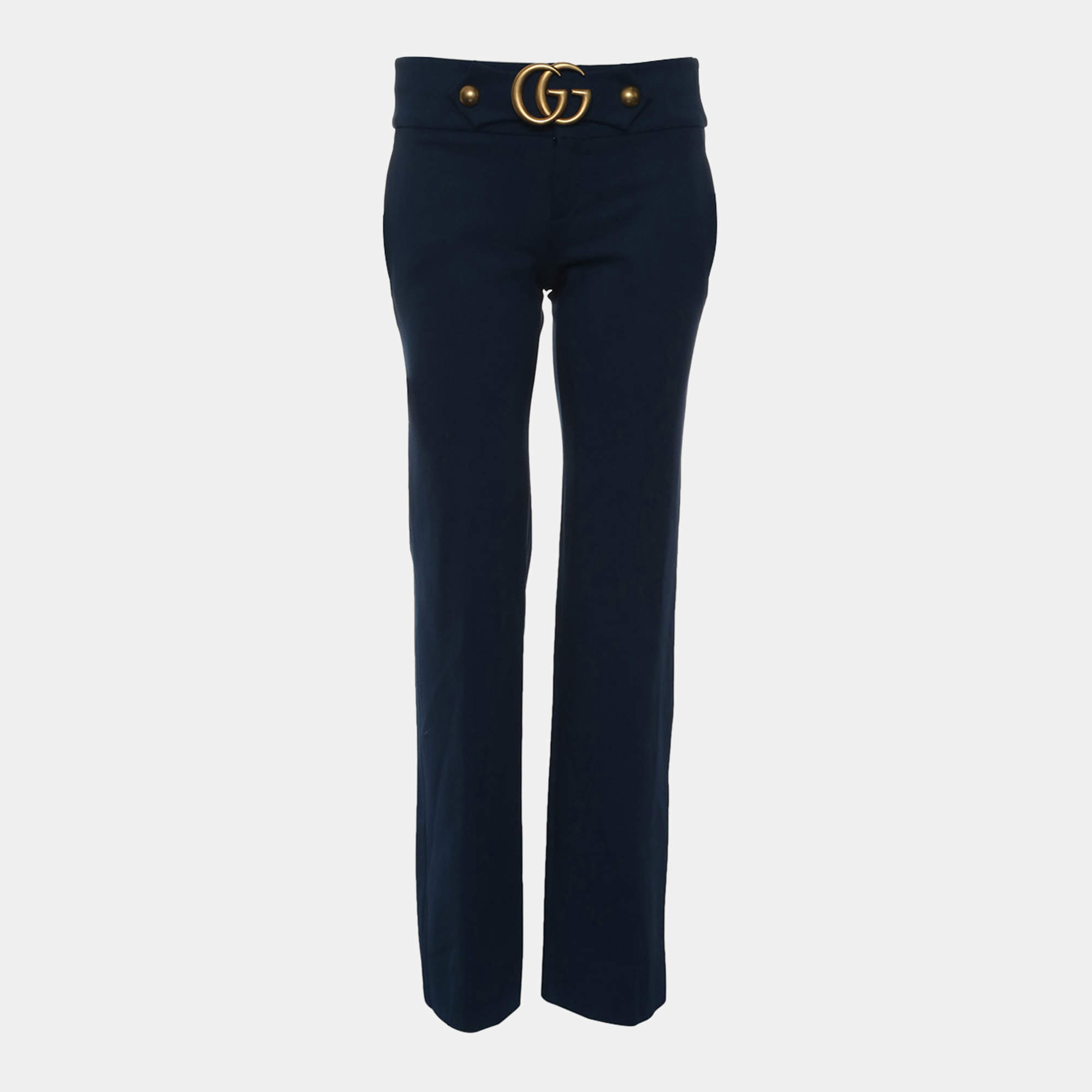 Pre Owned Gucci GG Flared Blue Trousers