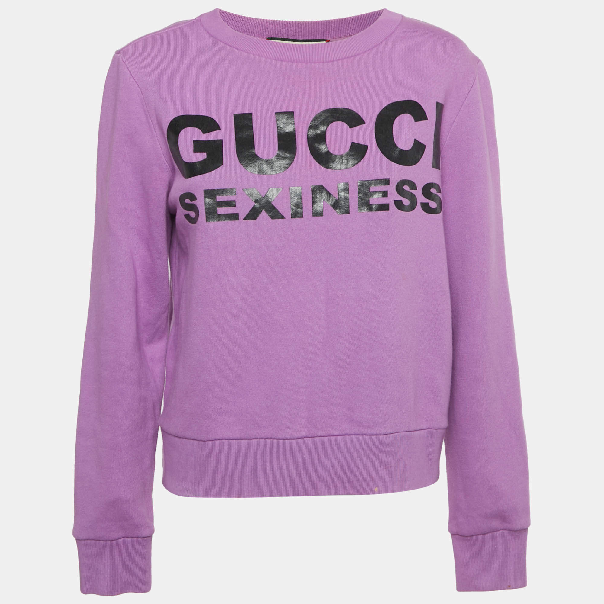 Pre Owned Gucci Purple Printed Cotton Sweatshirt XS