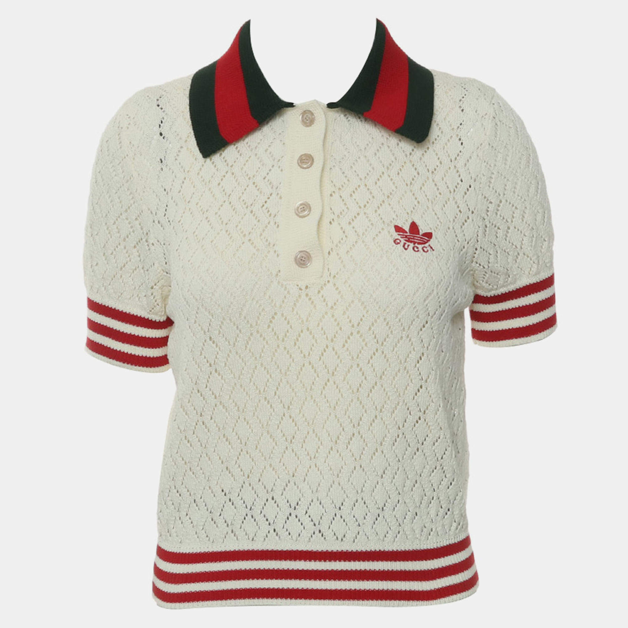 Pre Owned Gucci x Adidas Lace Polo Shirt