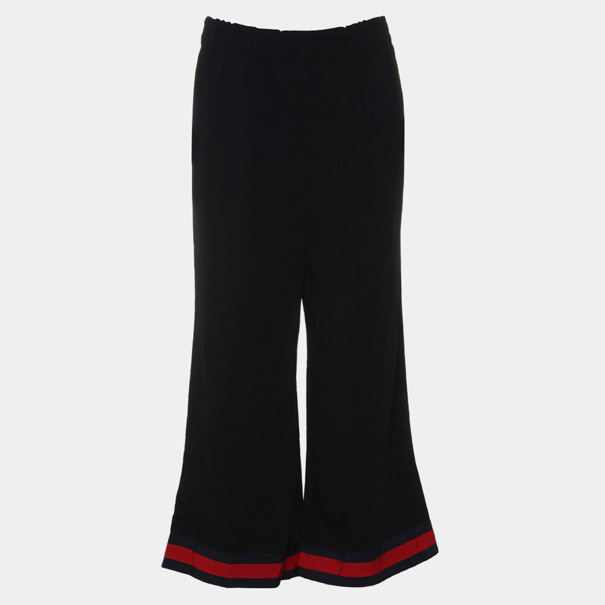 Pre Owned Gucci Black Web-Stripe Long Pants