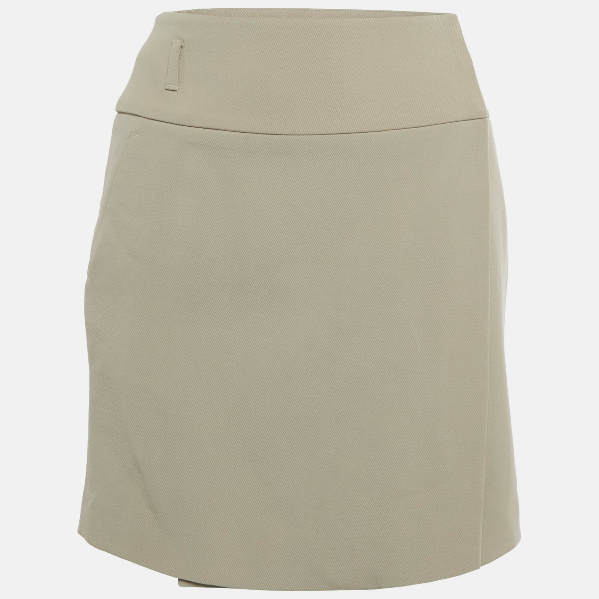 Pre Owned Gucci Beige Gabardine Mini Wrap Skirt S