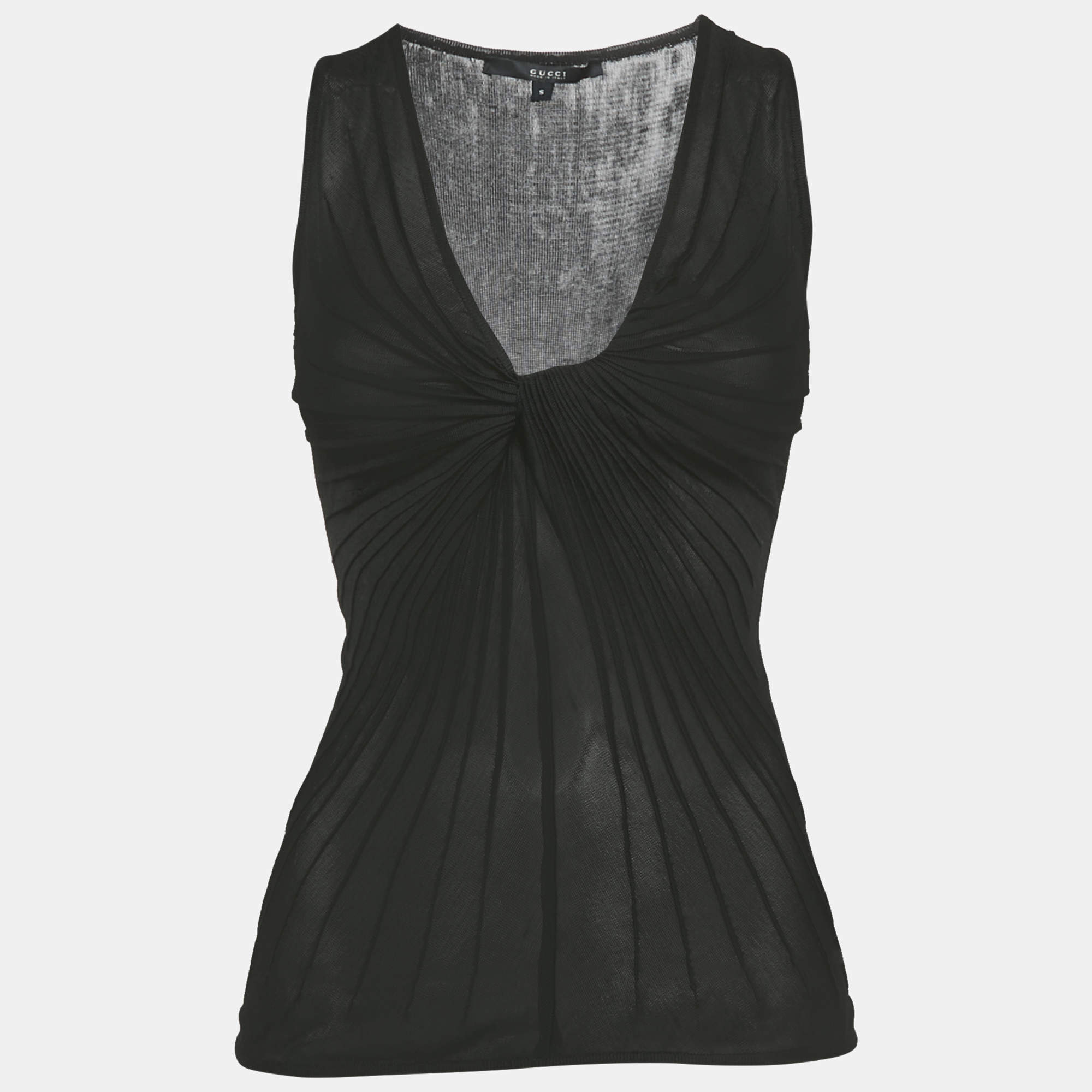 Pre Owned Gucci Black Jersey Tank Top S