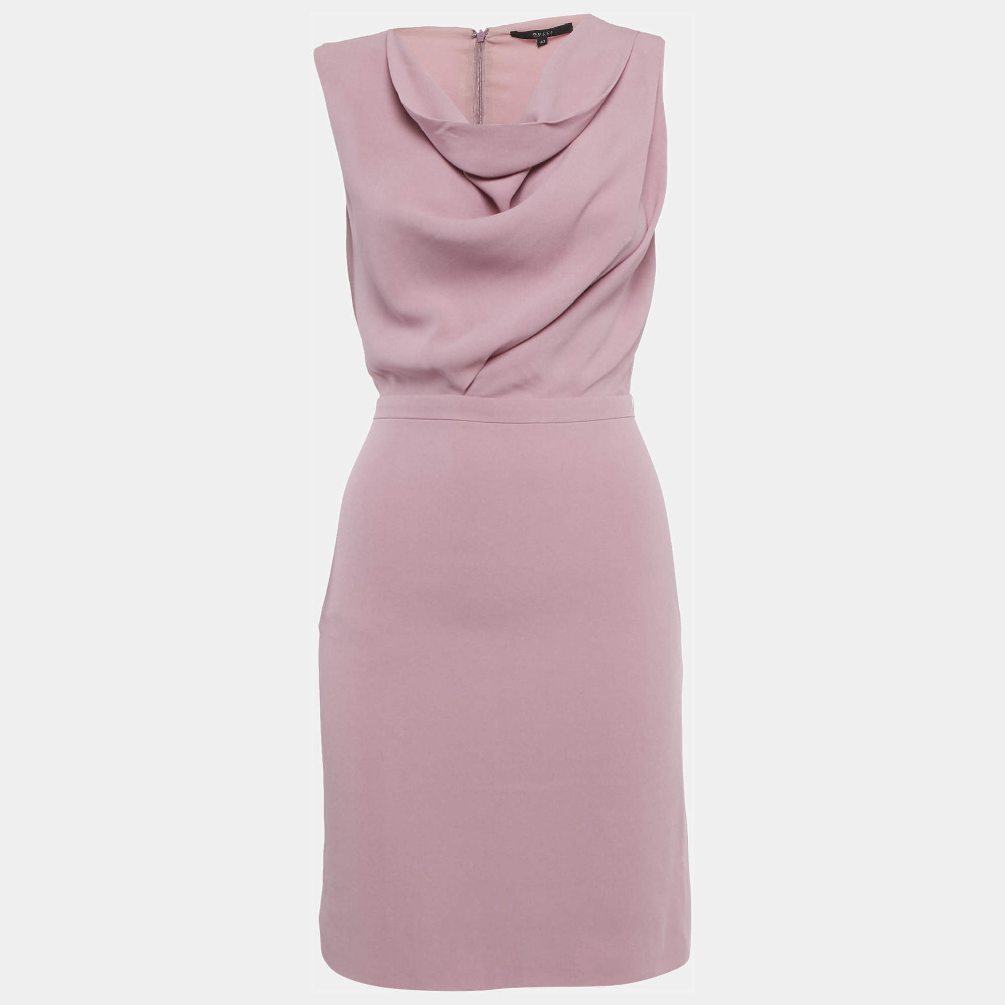 مملوكة مسبقًا Gucci Pink Crepe Cowl Neck Mini Dress S 
