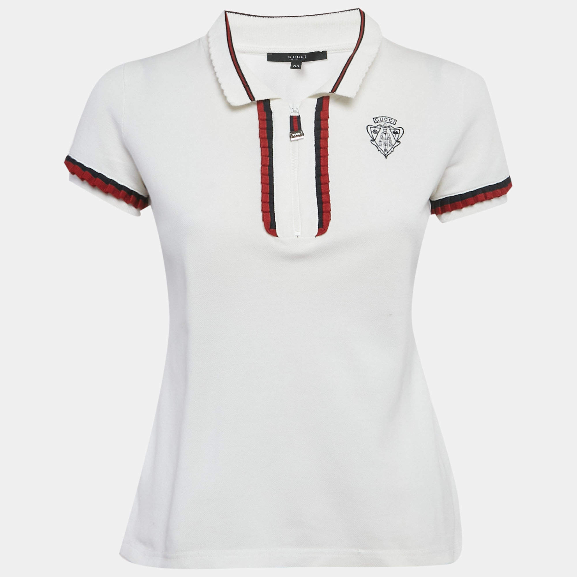 مملوكة مسبقًا Gucci White Cotton Pique Polo T-Shirt XS