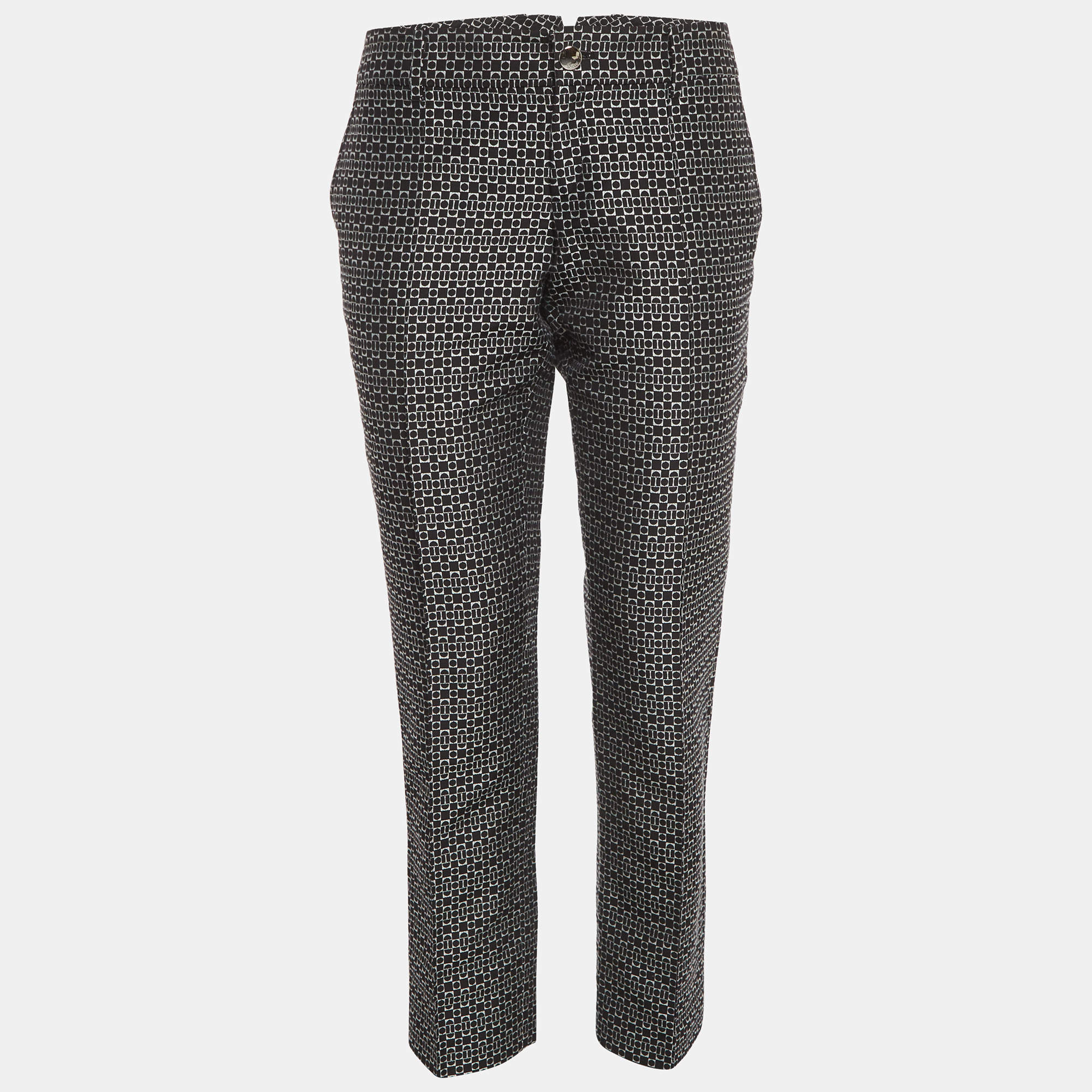 Pre Owned Gucci Black Jacquard Slim Fit Trousers M