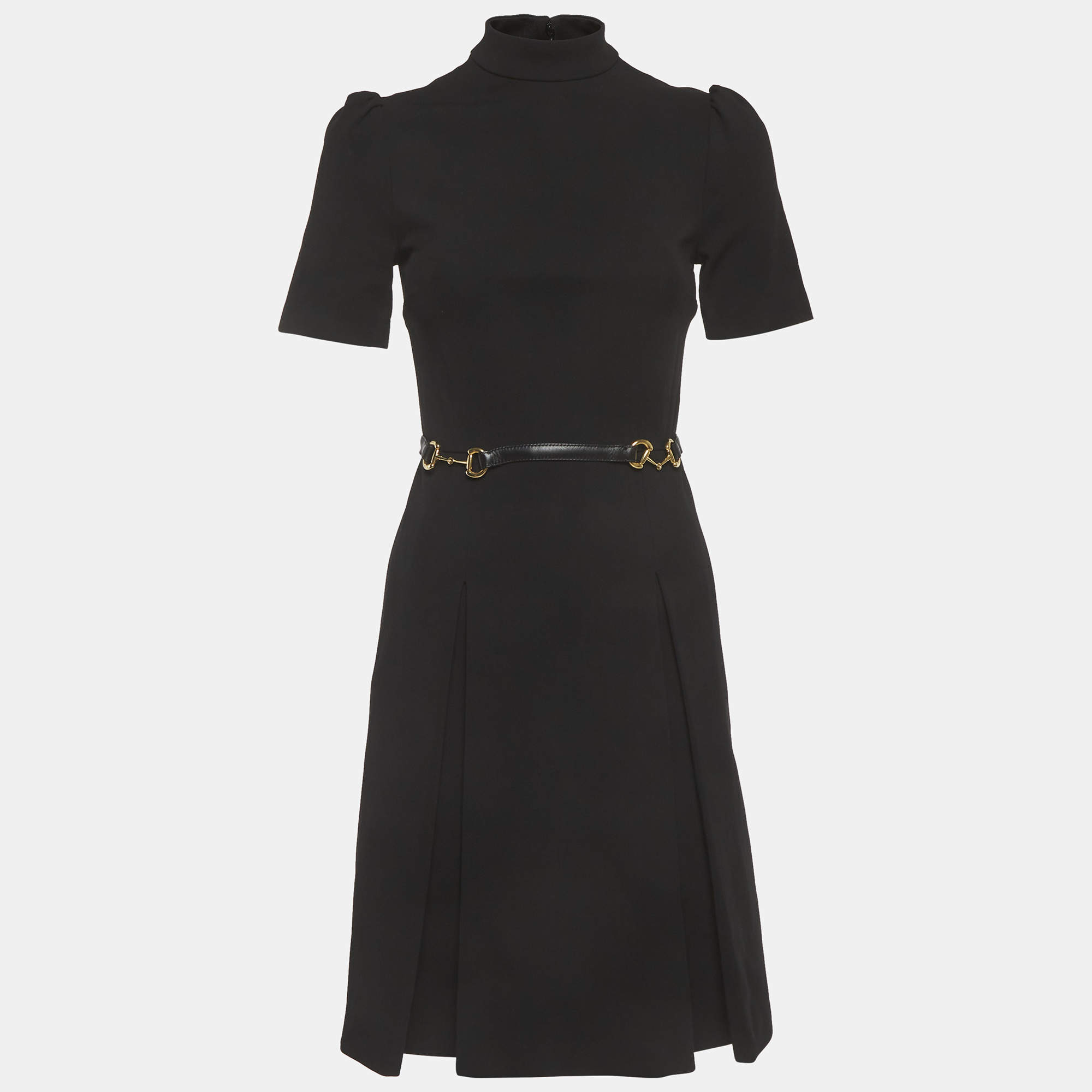 Pre Owned Gucci Black Stretch Jersey Mock Neck Mini Dress XS