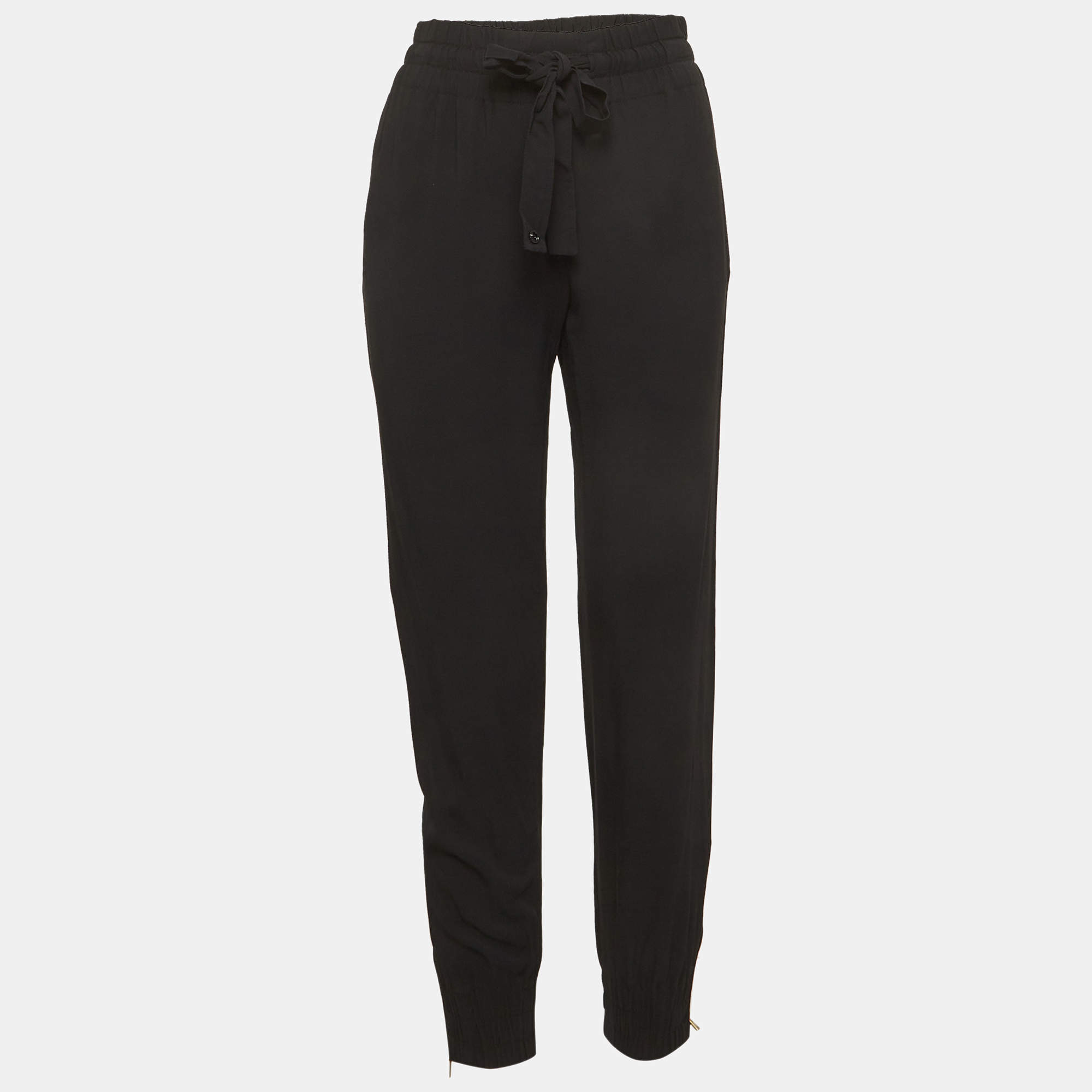 Pre Owned Gucci Black Twill Zip Detail Joggers S