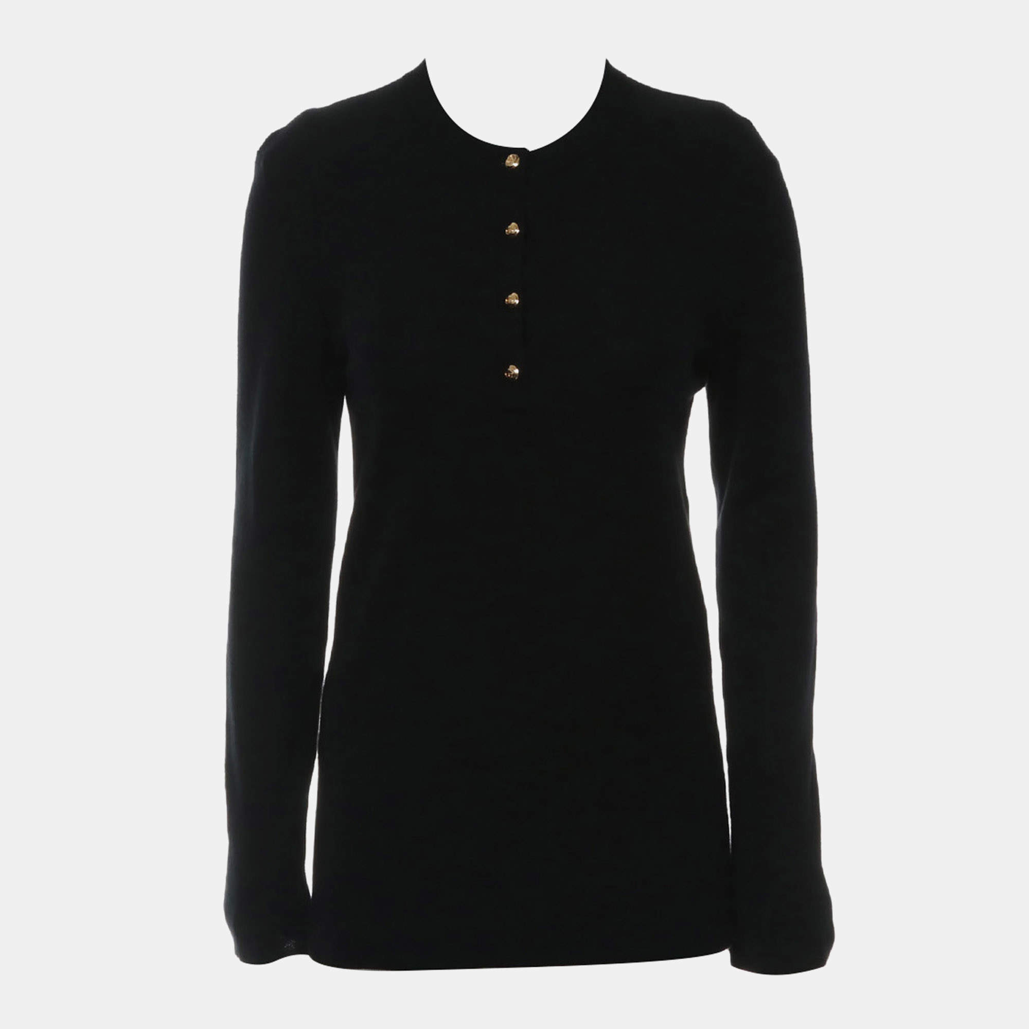 Pre Owned Gucci Half Button Cashmere Top