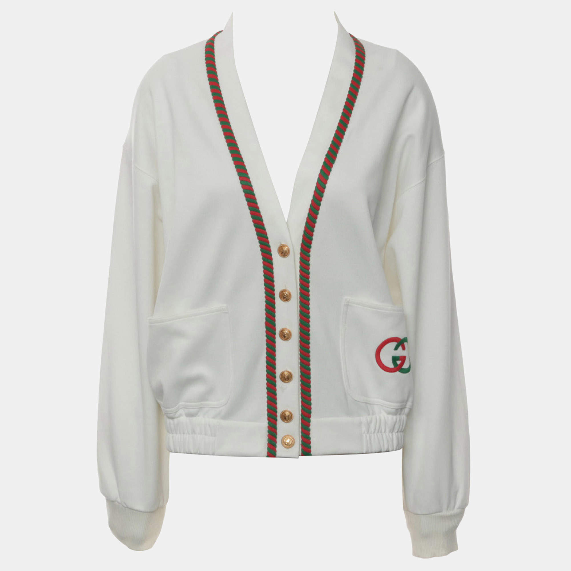 Pre Owned Gucci GG Technical Jersey Cardigan
