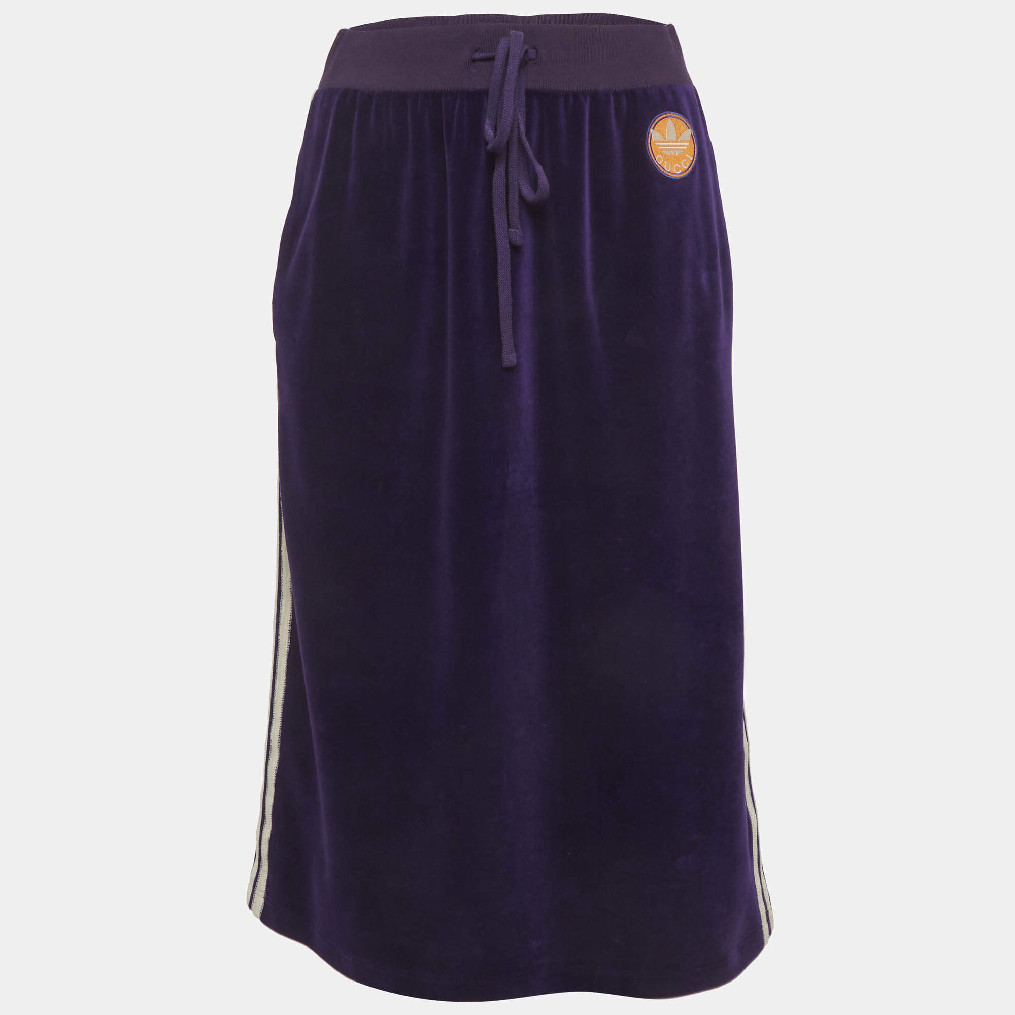 مملوكة مسبقًا Gucci x Adidas Purple Velvet Knee-Length Skirt M