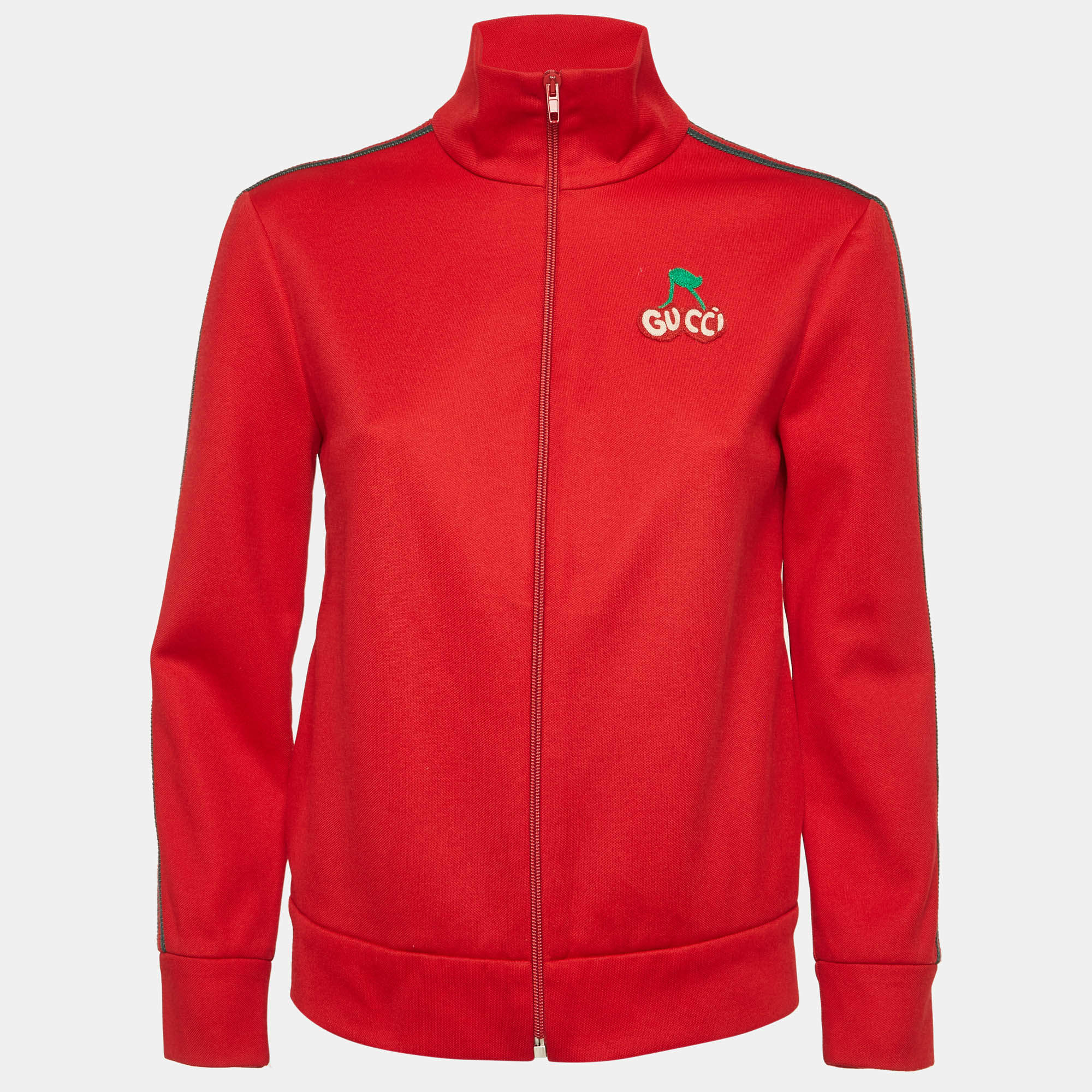 Pre Owned Gucci Red Jersey Zip-Up Jacket S