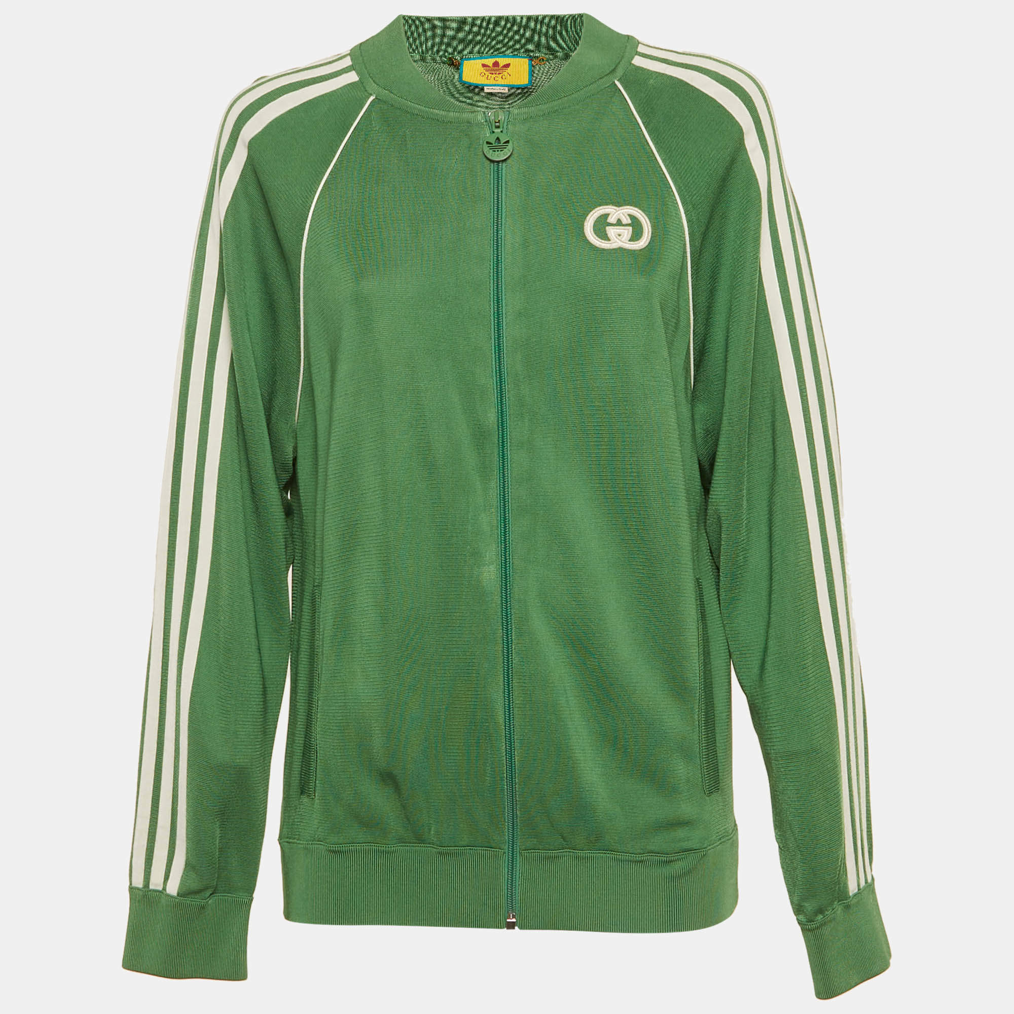 مملوكة مسبقًا Gucci x Adidas Green Jersey Bomber Jacket L