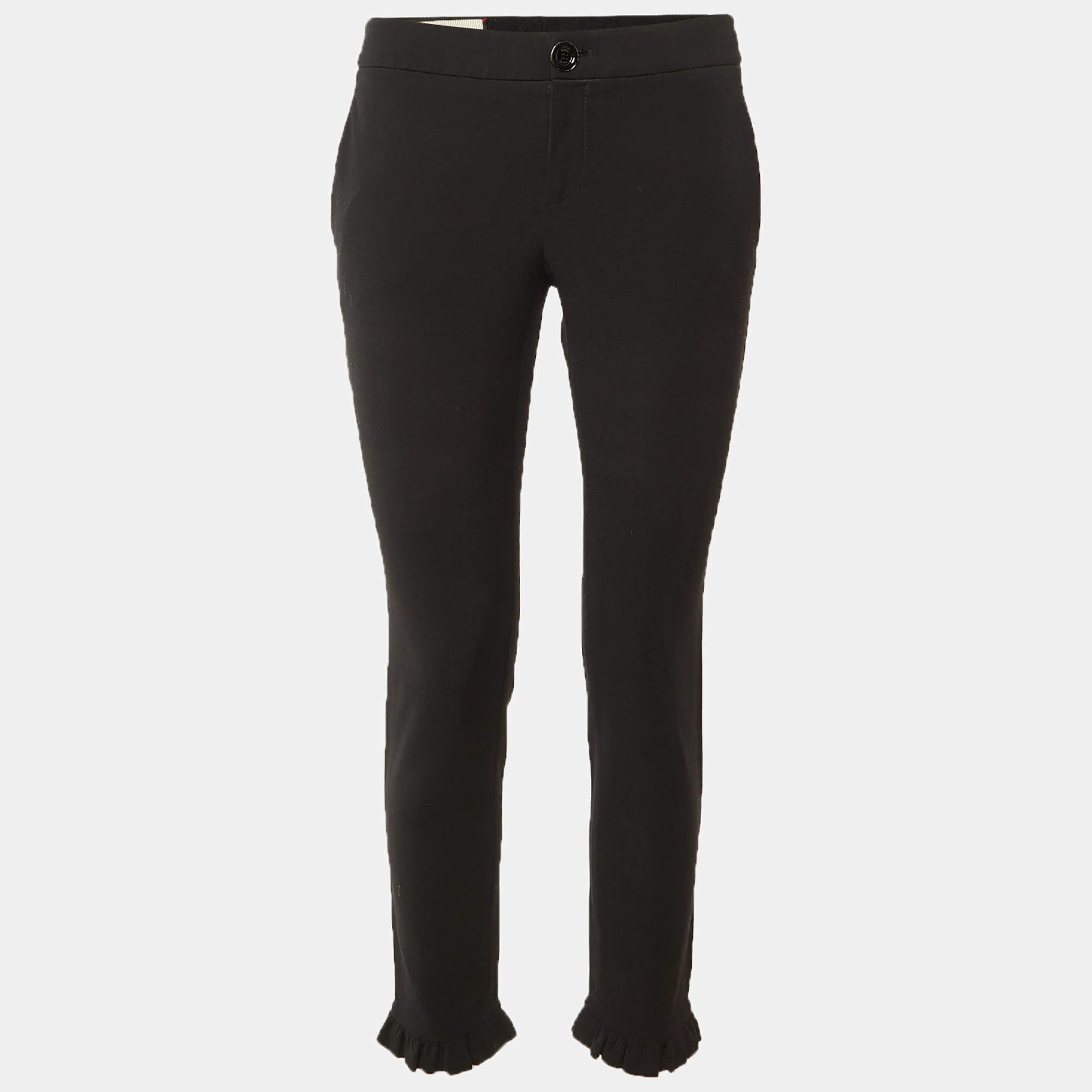 مملوكة مسبقًا Gucci Black Stretch Knit Ruffle Hem Pants S