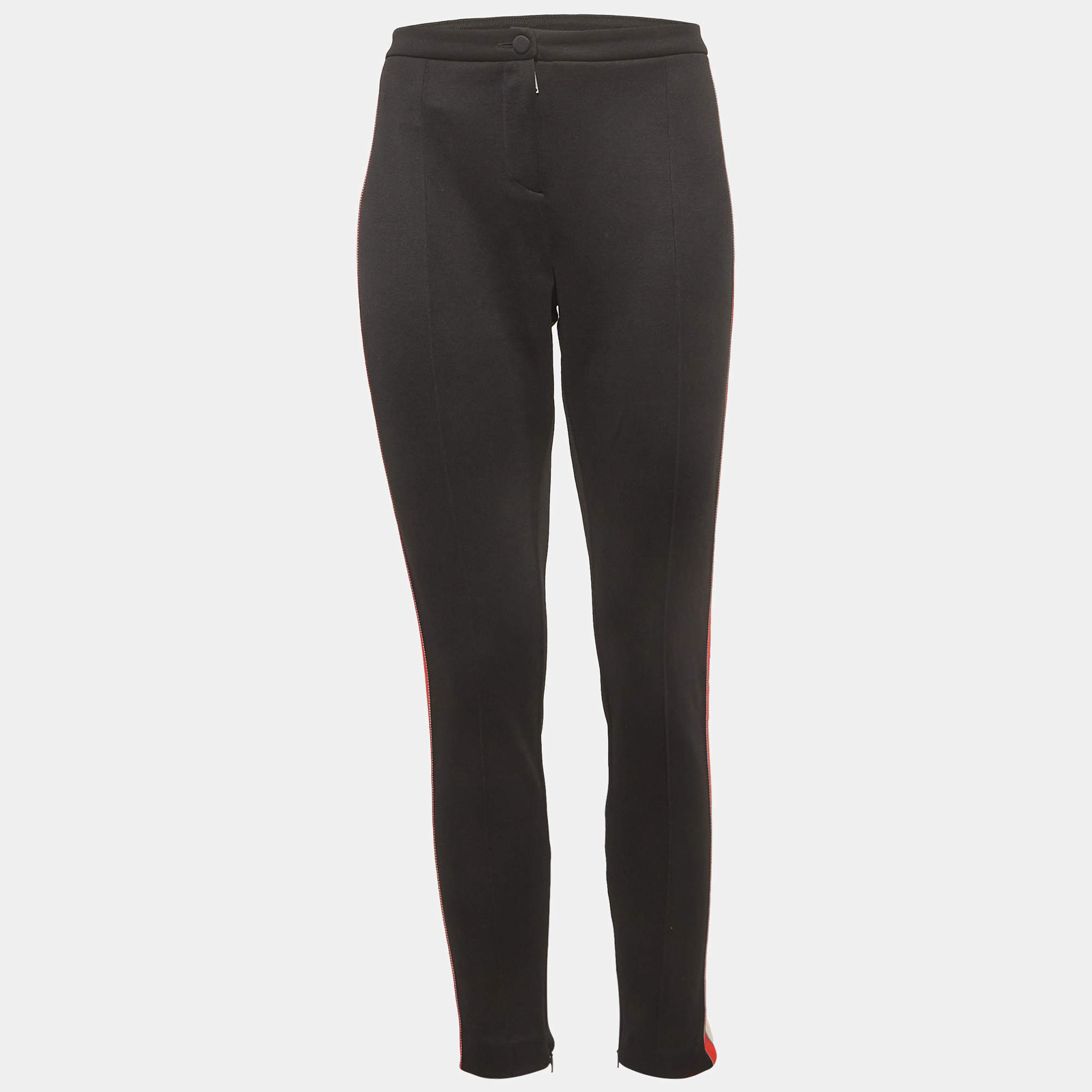 Pre Owned Gucci Black Logo Tape Jersey Detail Track Pants L