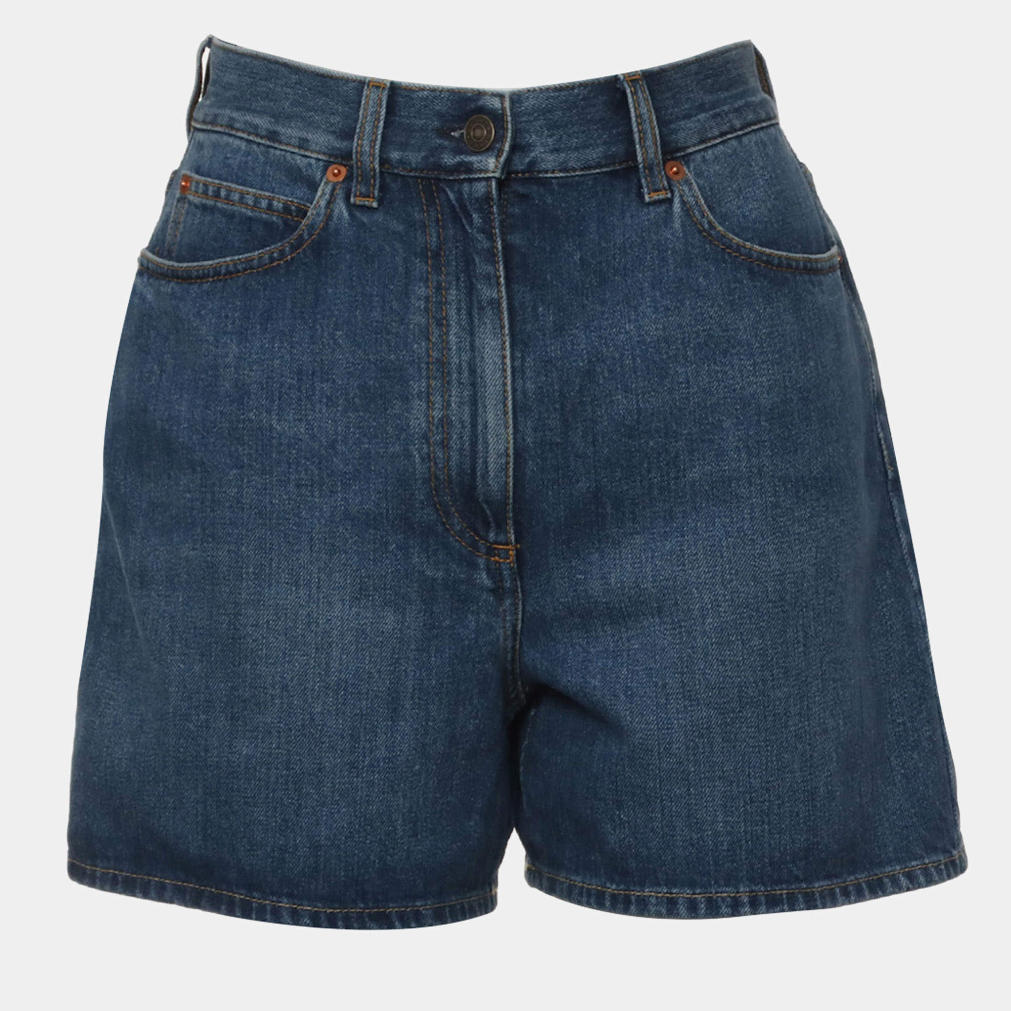 Pre Owned شورت غوتشي دِنيم بتفاصيل شِكامة الحصان