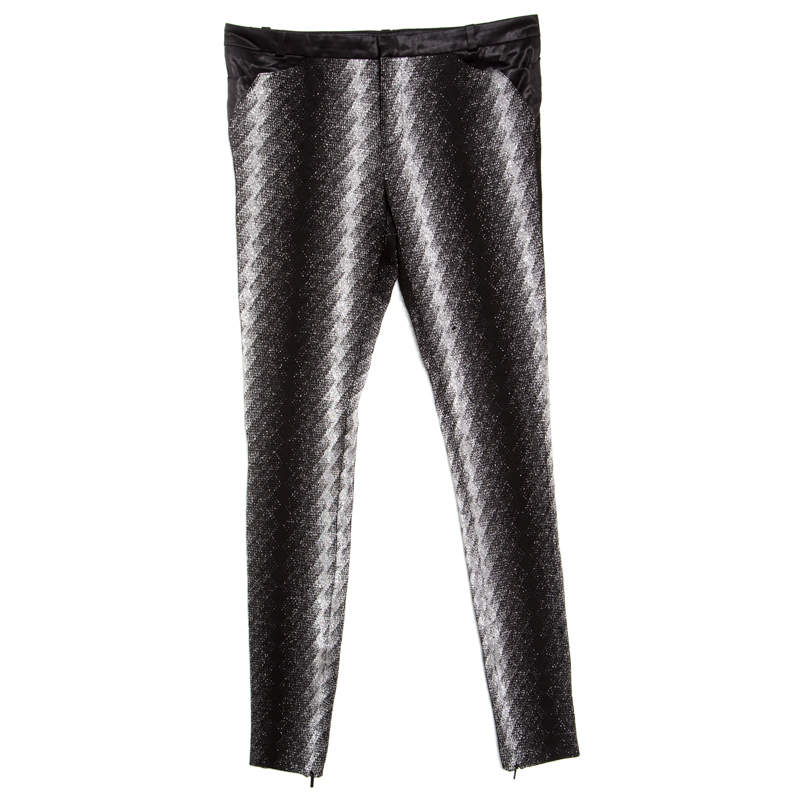 Pre Owned Gucci Metallic Argyle Patterned Lurex Knit Skinny Pants S