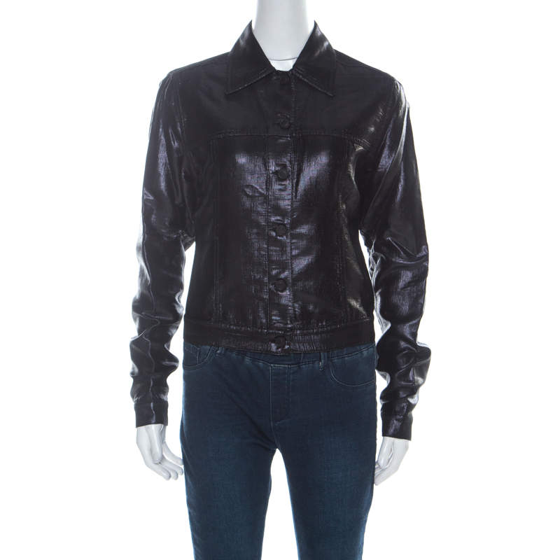 Gucci Black Lurex Knit Shiny Look Jacket M