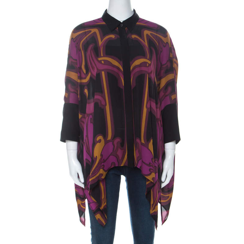 Gucci Purple Art Nouveau Print Silk Cape Shirt S Gucci | The Luxury Closet