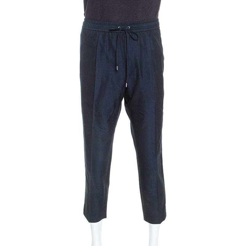 Pre Owned بنطلون رياضي غوتشي مخطط مغاير مزيج صوف كحلي XXL