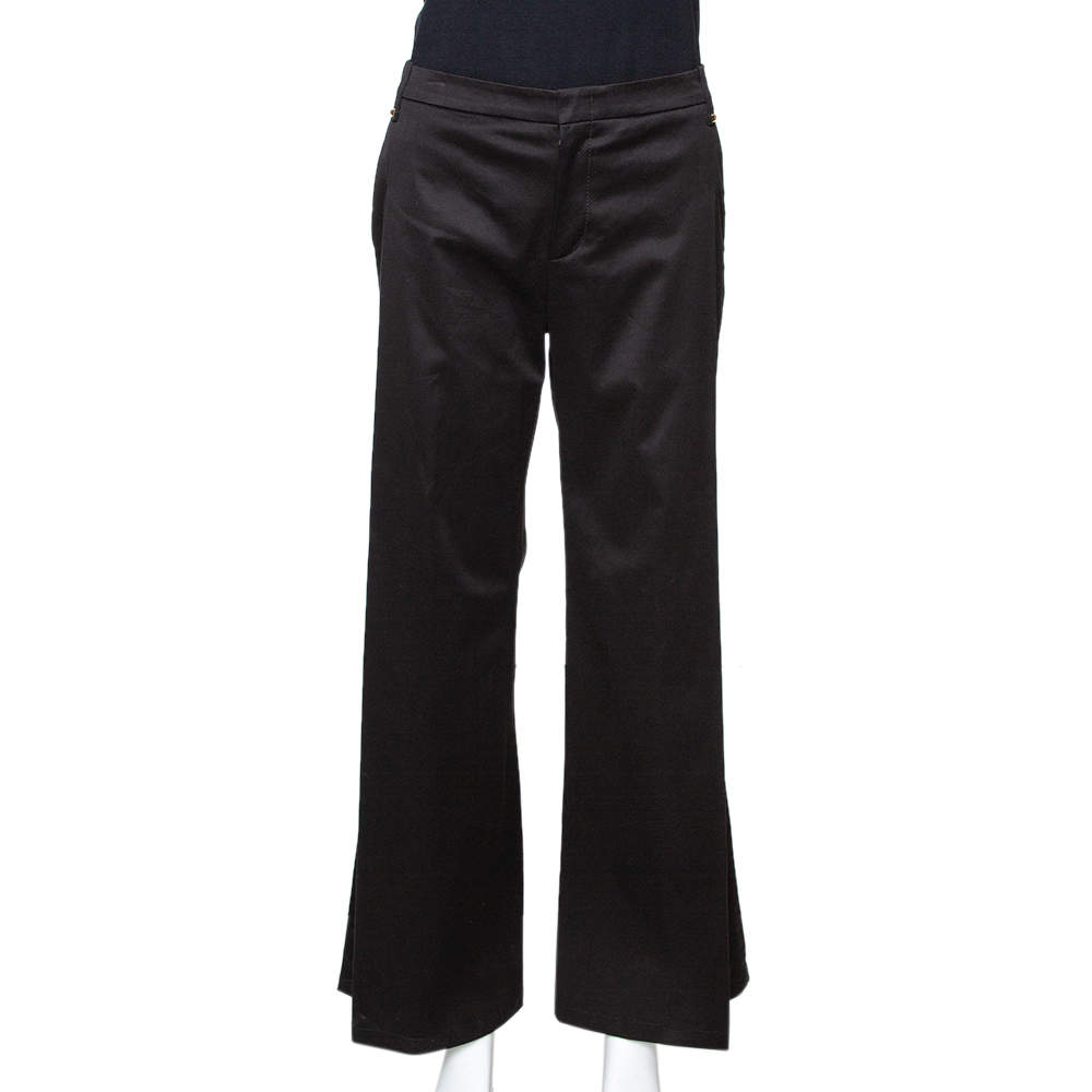 Gucci Black Cotton High Waisted Pleated Front Trousers S