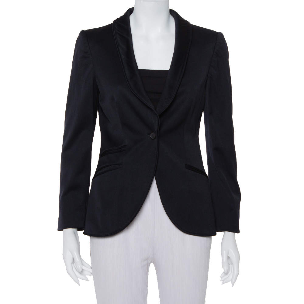 Pre Owned Gucci Midnight Blue Wool Button Front Blazer M