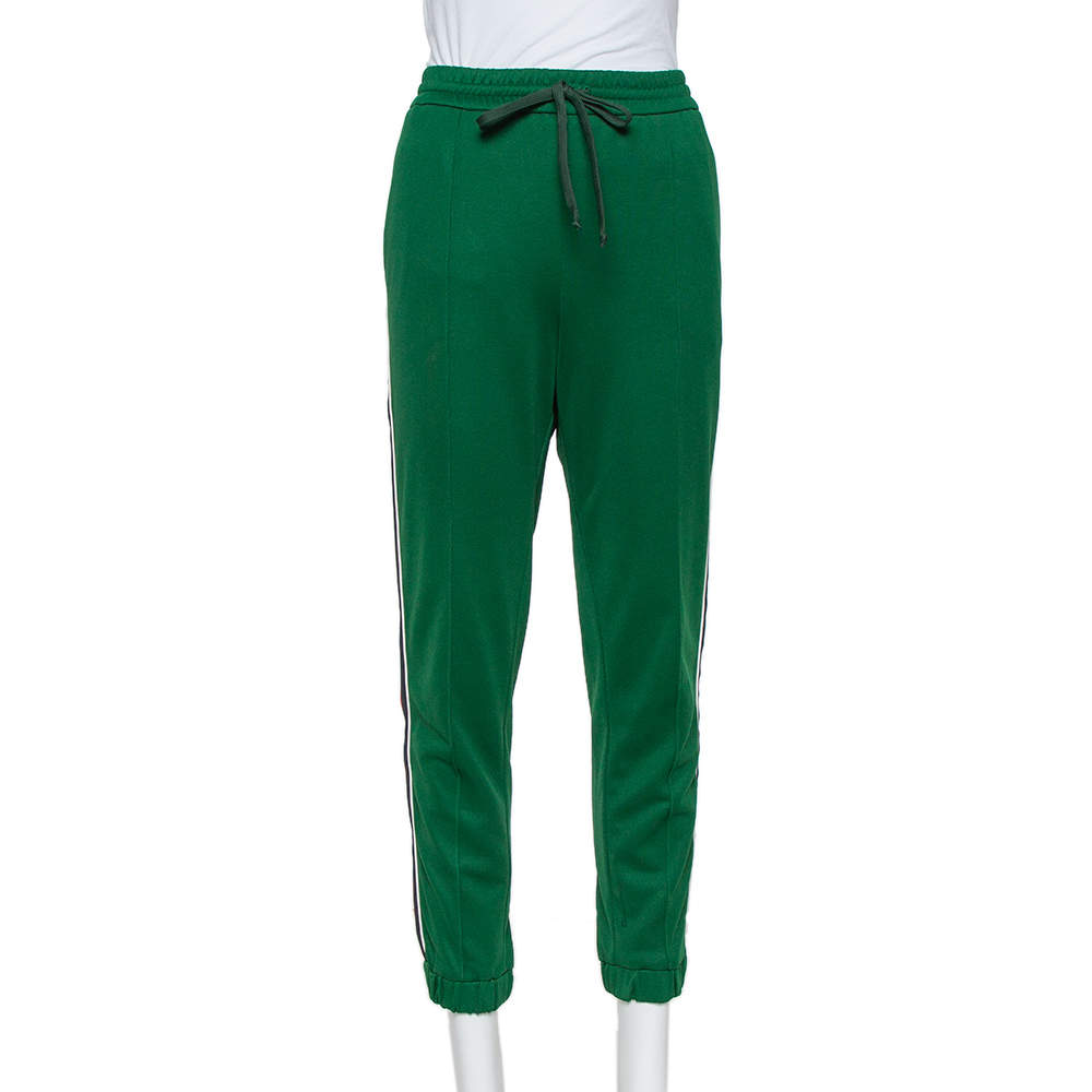 Pre Owned Gucci Green Knit Side Stripe Detail Technical Track Pants L