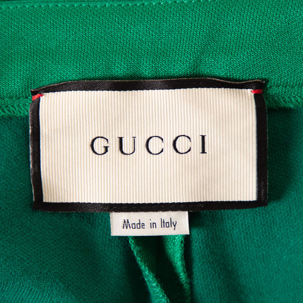 Gucci Green Jersey Logo Strip Detail Paneled Stirrup Leggings XL