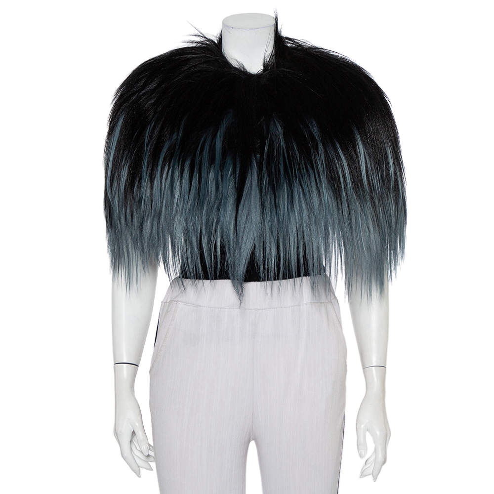 Pre Owned Gucci Black & Blue Fur Bolero (One Size)