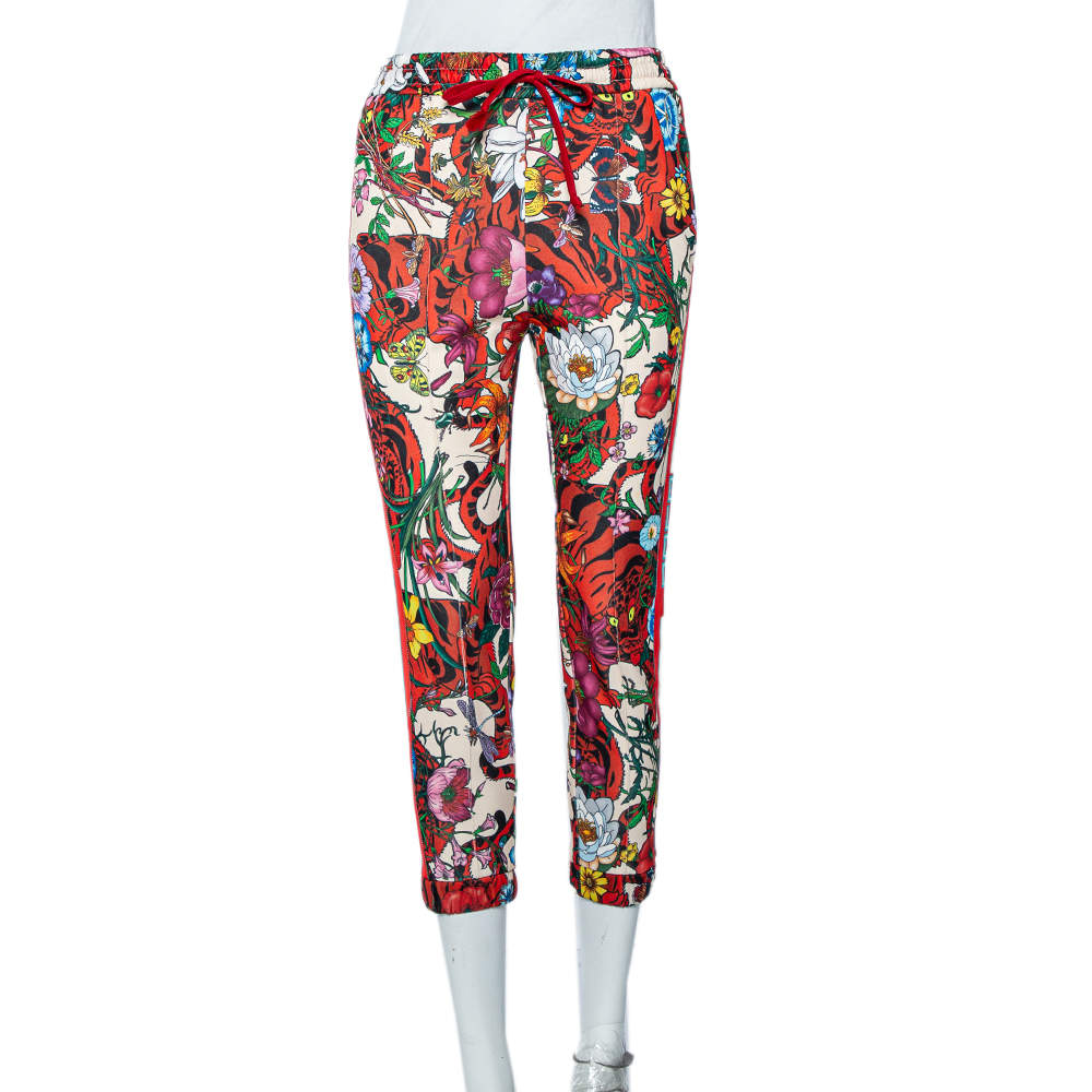 Pre Owned Gucci Multicolor Flora Printed Knit Joggers S