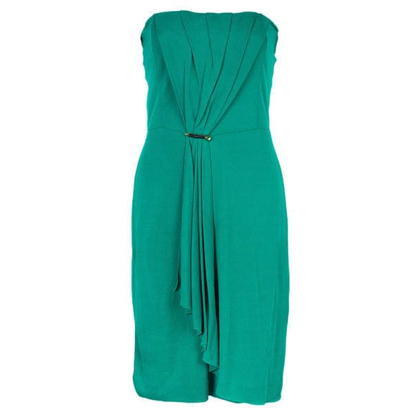 Gucci Green Strapless Gathered Cocktail Dress M Gucci | The Luxury Closet