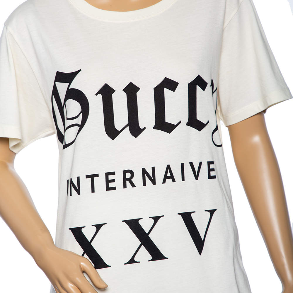 Gucci Cream Guccy Internaive XXV Printed Jersey T Shirt XS Gucci TLC