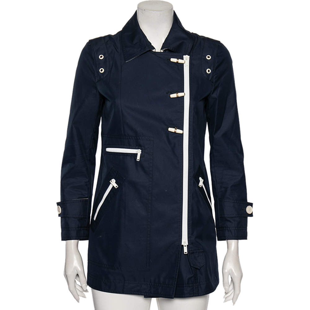 Gucci Navy Blue Cotton Toggle Button Jacket S