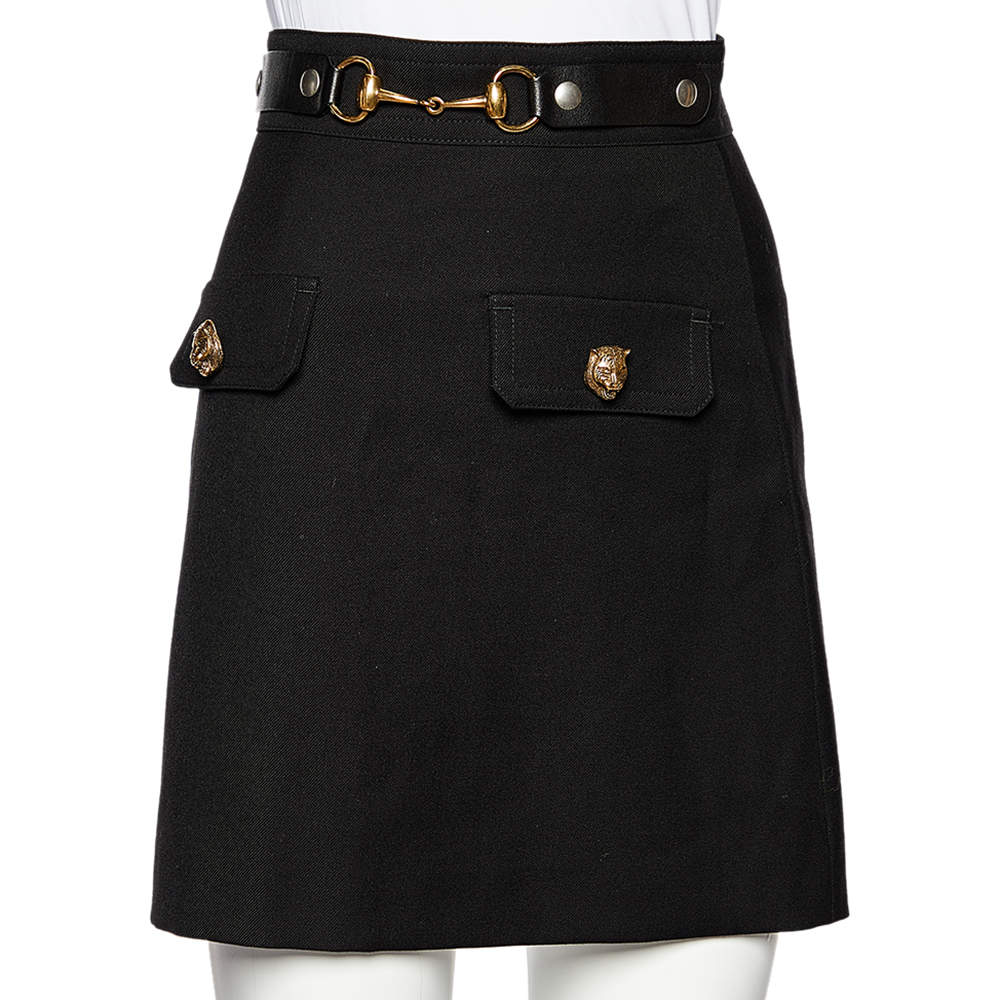 ミニスカート GUCCI Black Viscose Blend Mini Skirt luxury-women-gucci-used-
