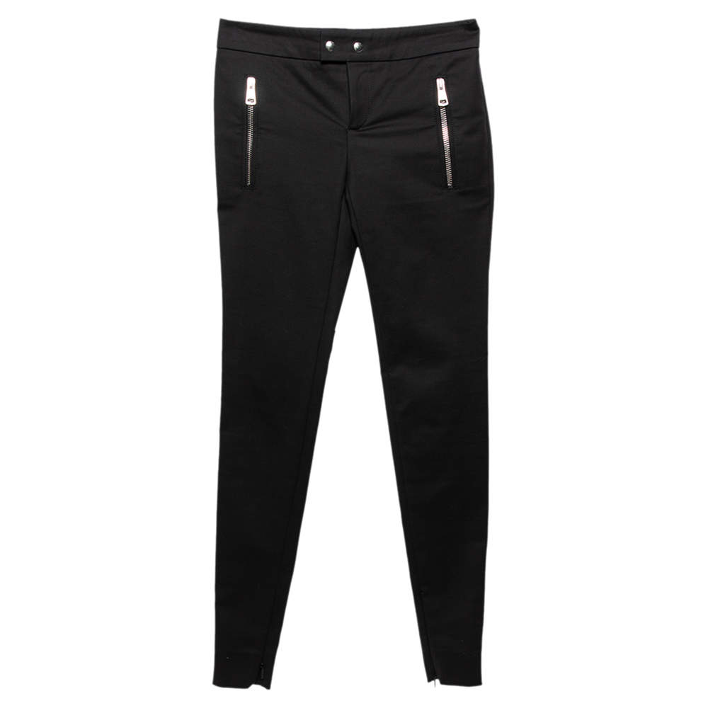 Pre Owned Gucci Black Cotton Tapered Leg Pants XS