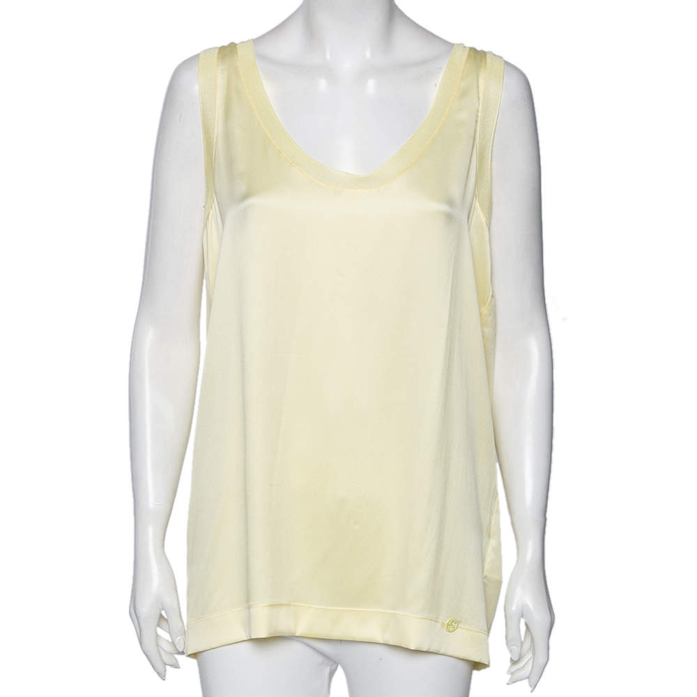 Gucci Yellow Silk Sleeveless Top M