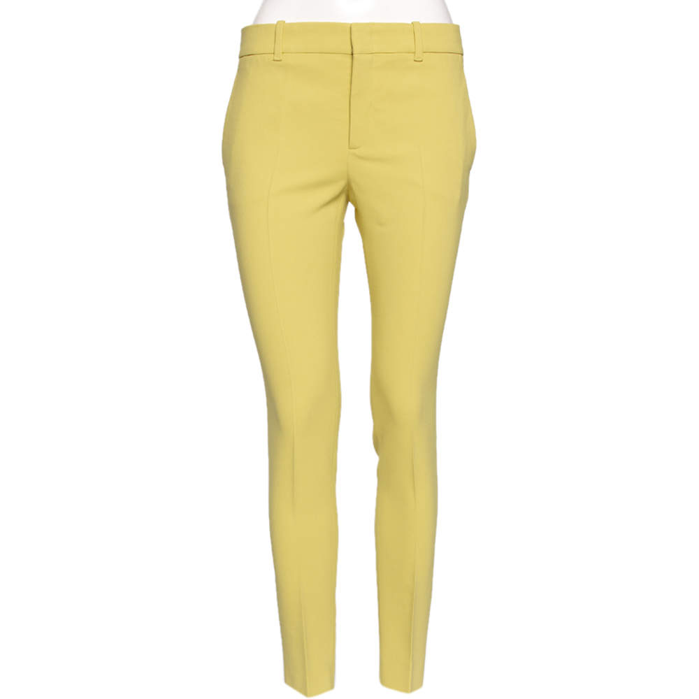 Pre Owned Gucci Yellow Crepe Tailored Pants S 