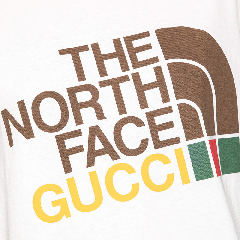 BRAND NEW GUCCI x THE NORTH FACE Logo T-shirt SIZE S OVERSIZE WHITE CREAM