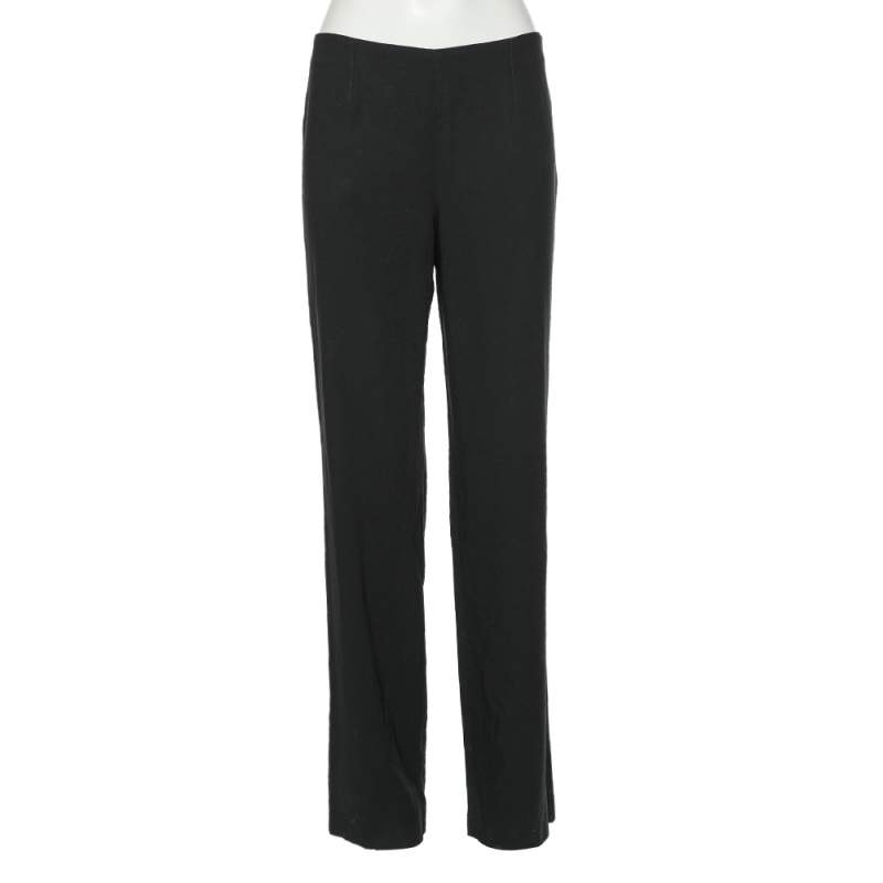Pre Owned Gucci Black Wool Straight Leg Pants M