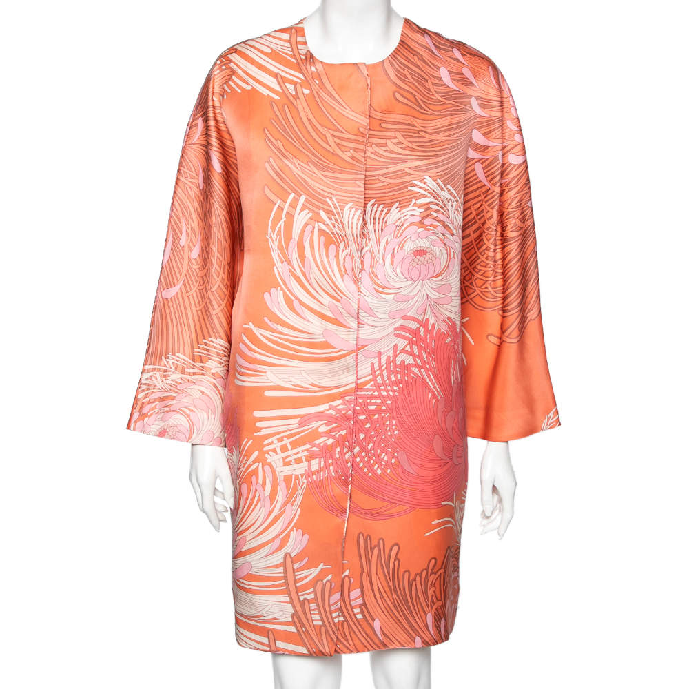 Pre Owned Gucci Floral Printed Silk Jacket M