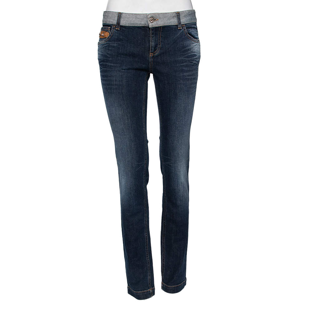 مملوكة مسبقًا Gucci Blue Denim Horsebit Detailed Jeans M 