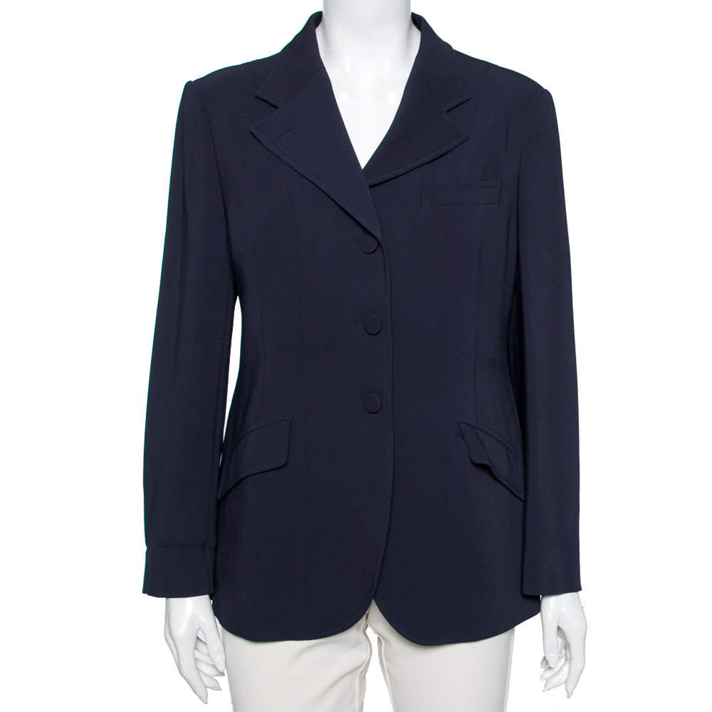 Gucci Navy Blue Crepe Single Breasted Blazer L Gucci | The Luxury Closet