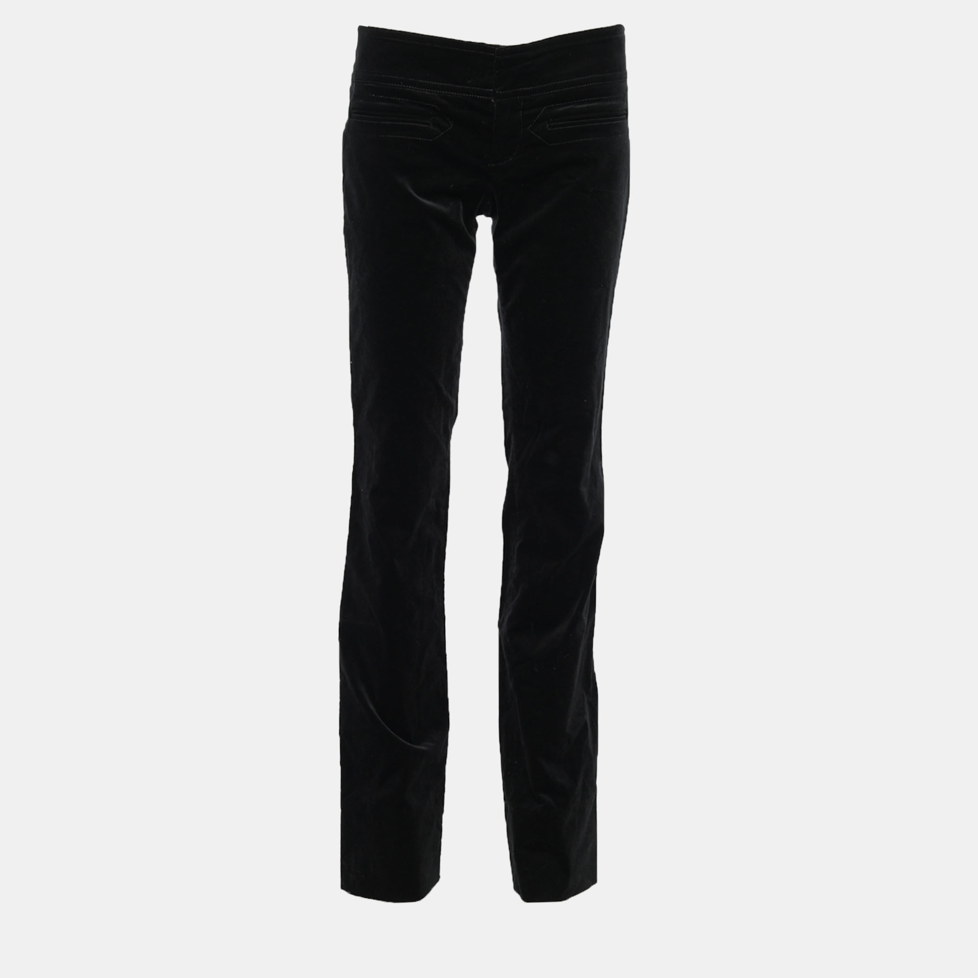 Pre Owned Gucci Black Velvet Horsebit Detail High Waist Trousers M