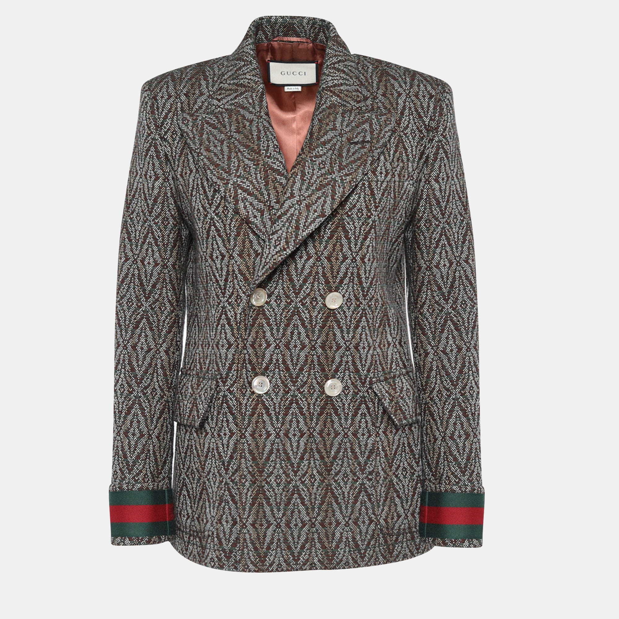 مملوكة مسبقًا Gucci Brown Tweed Double Breasted Blazer S