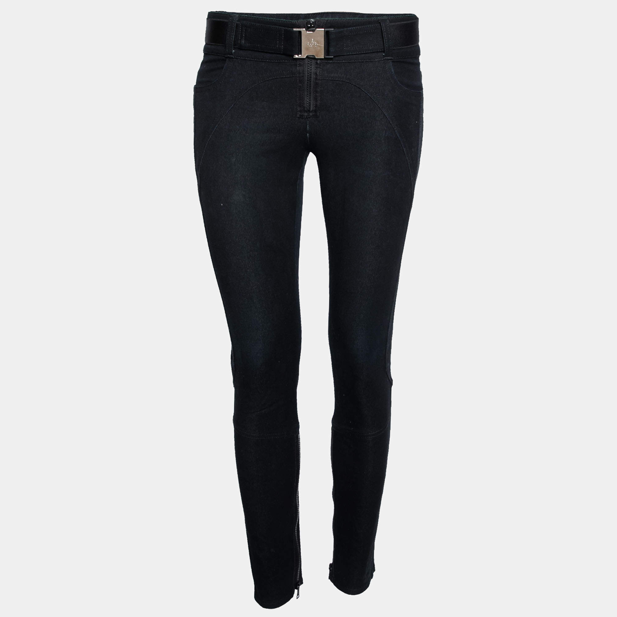 Pre Owned Gucci Navy Blue Cotton Belted Jeans S