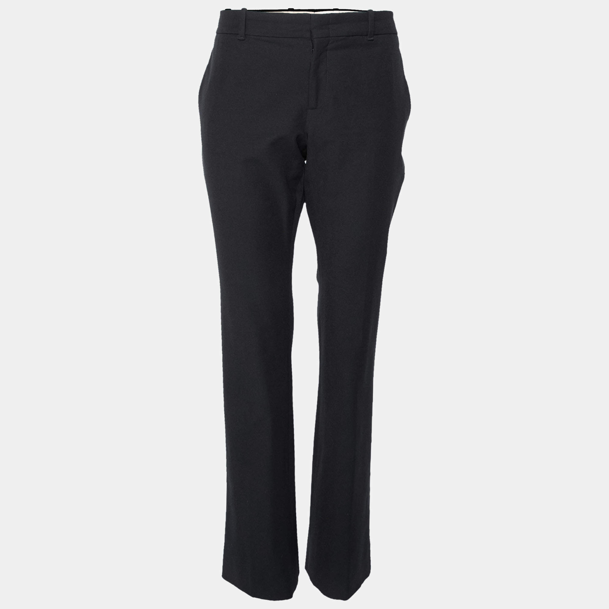 Pre Owned Gucci Black Cotton Straight Fit Trousers L
