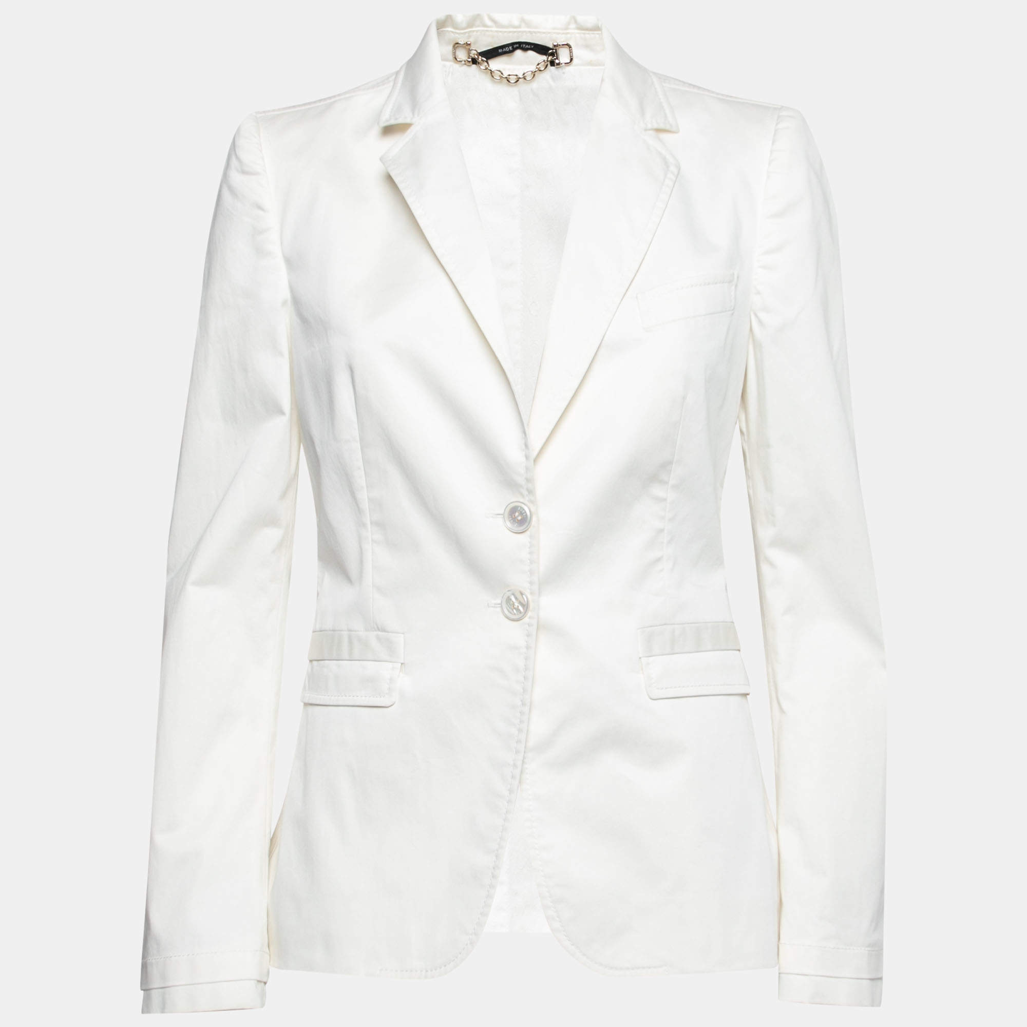 Gucci White Cotton Long Sleeve Blazer M