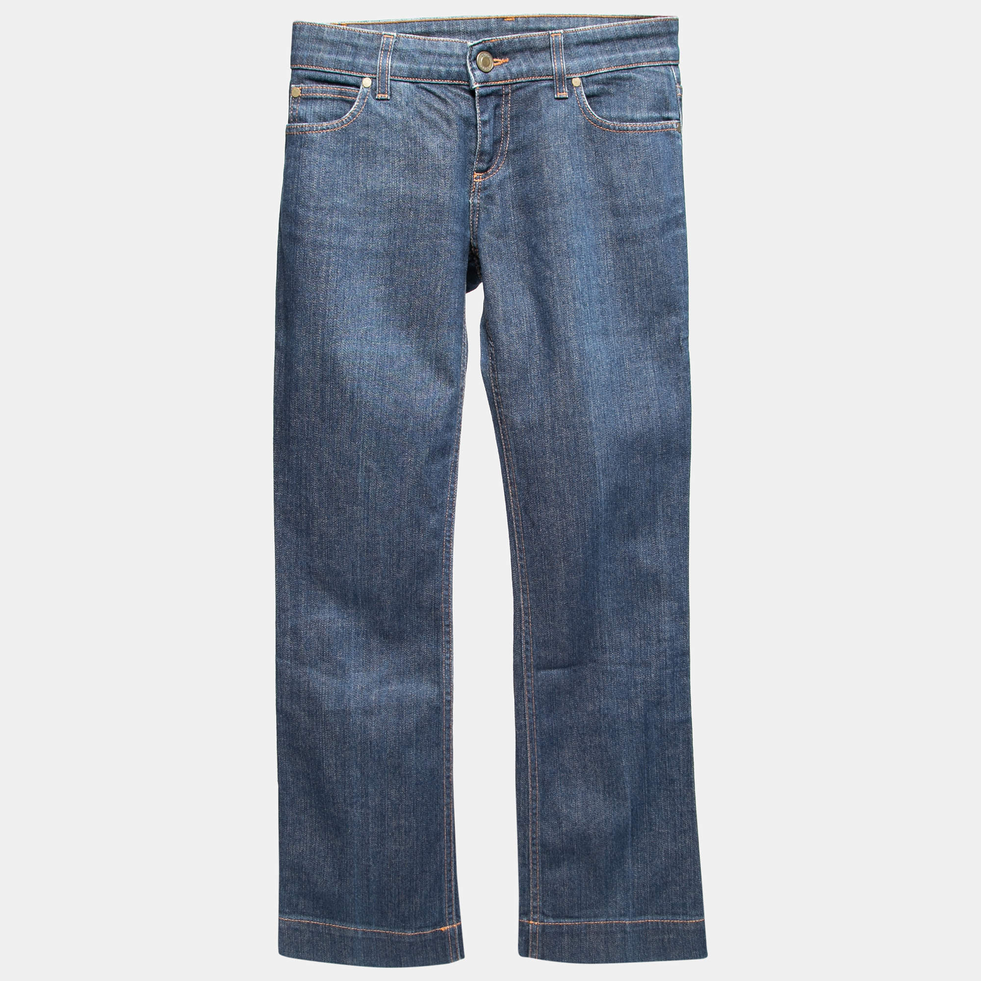 Pre Owned Gucci Blue Denim Flared Hem Jeans S